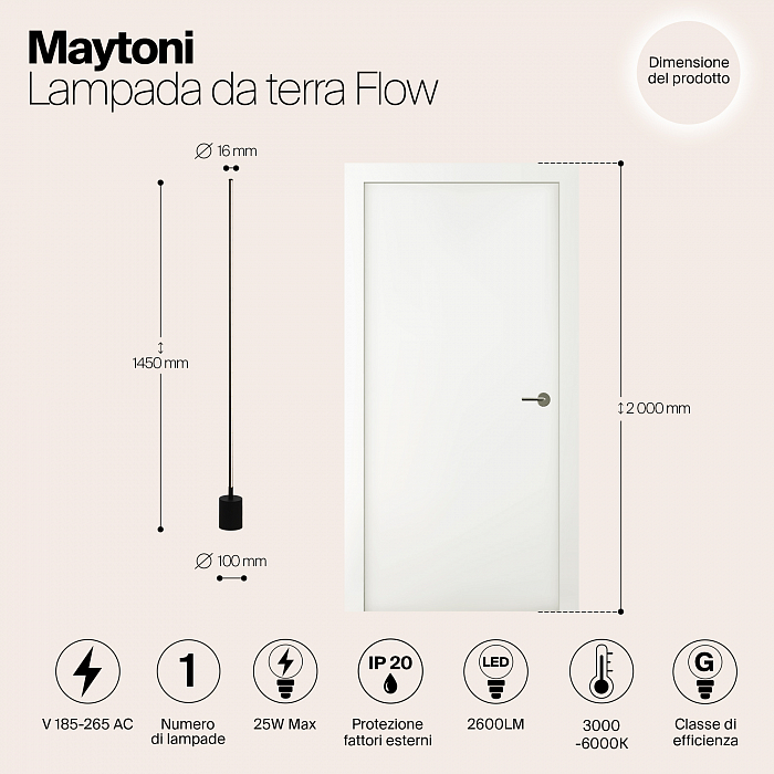 Торшер Maytoni MOD147FL-L20BK1